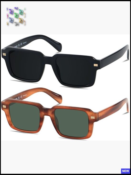 Retro Square Polarized Sunglasses Vintage Shades Unisex Rectangle 70s 80s main image 7